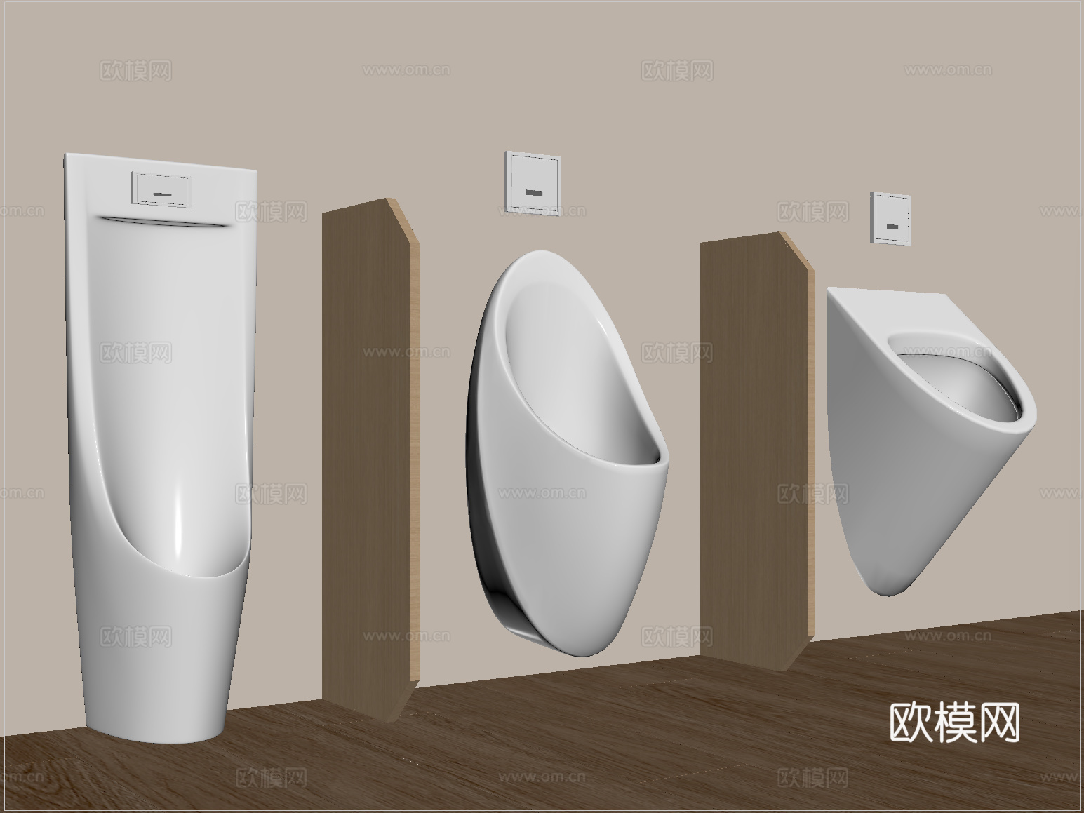 现代小便池 小便斗 小便器su模型