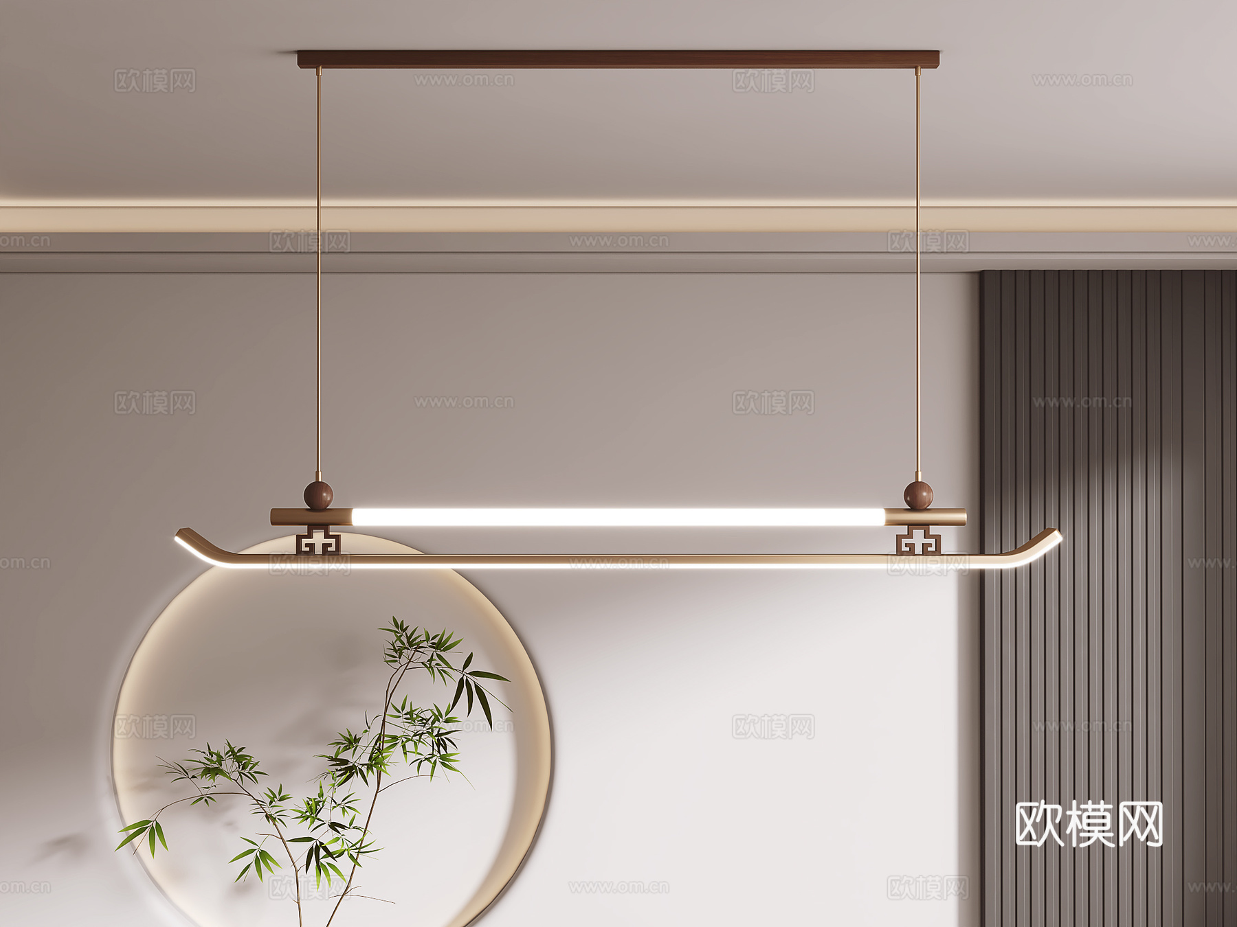 新中式吊灯su模型