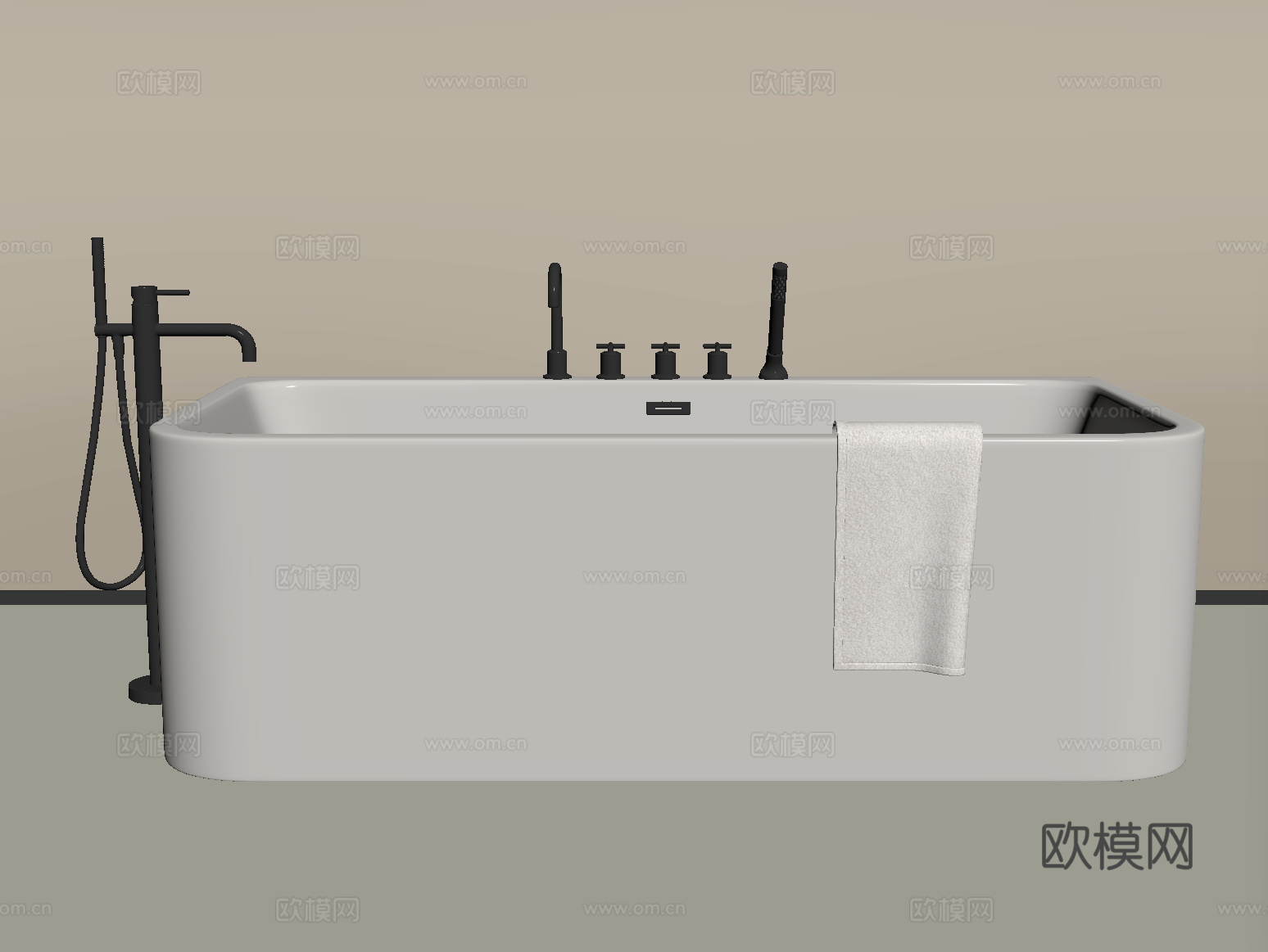 现代浴缸 方形浴缸 卫浴小件su模型
