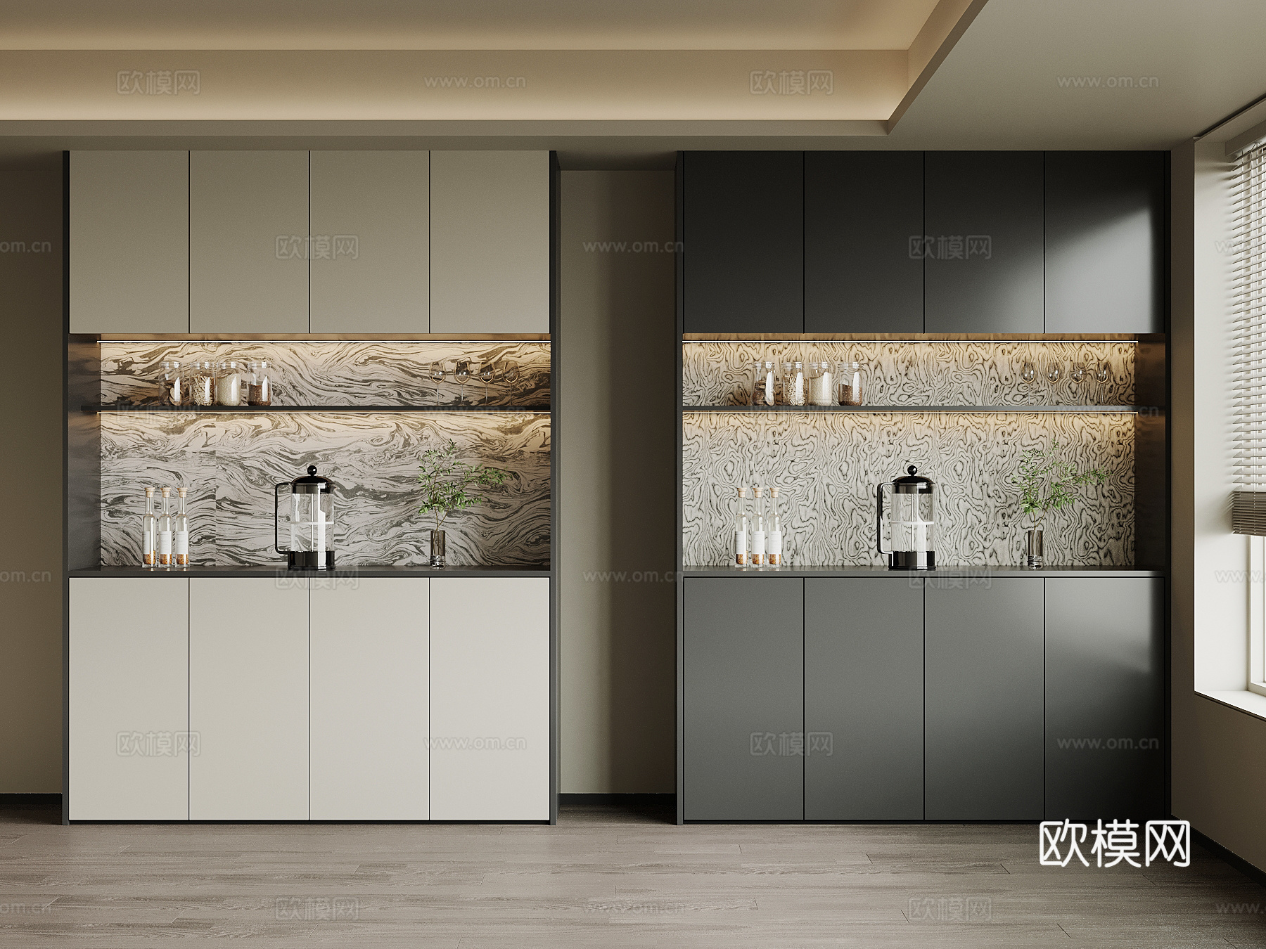 现代意式床头柜su模型