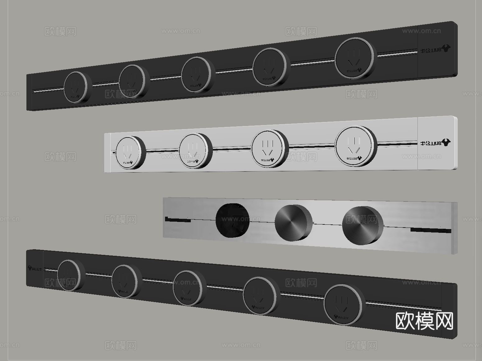 现代开关插座  轨道插座su模型