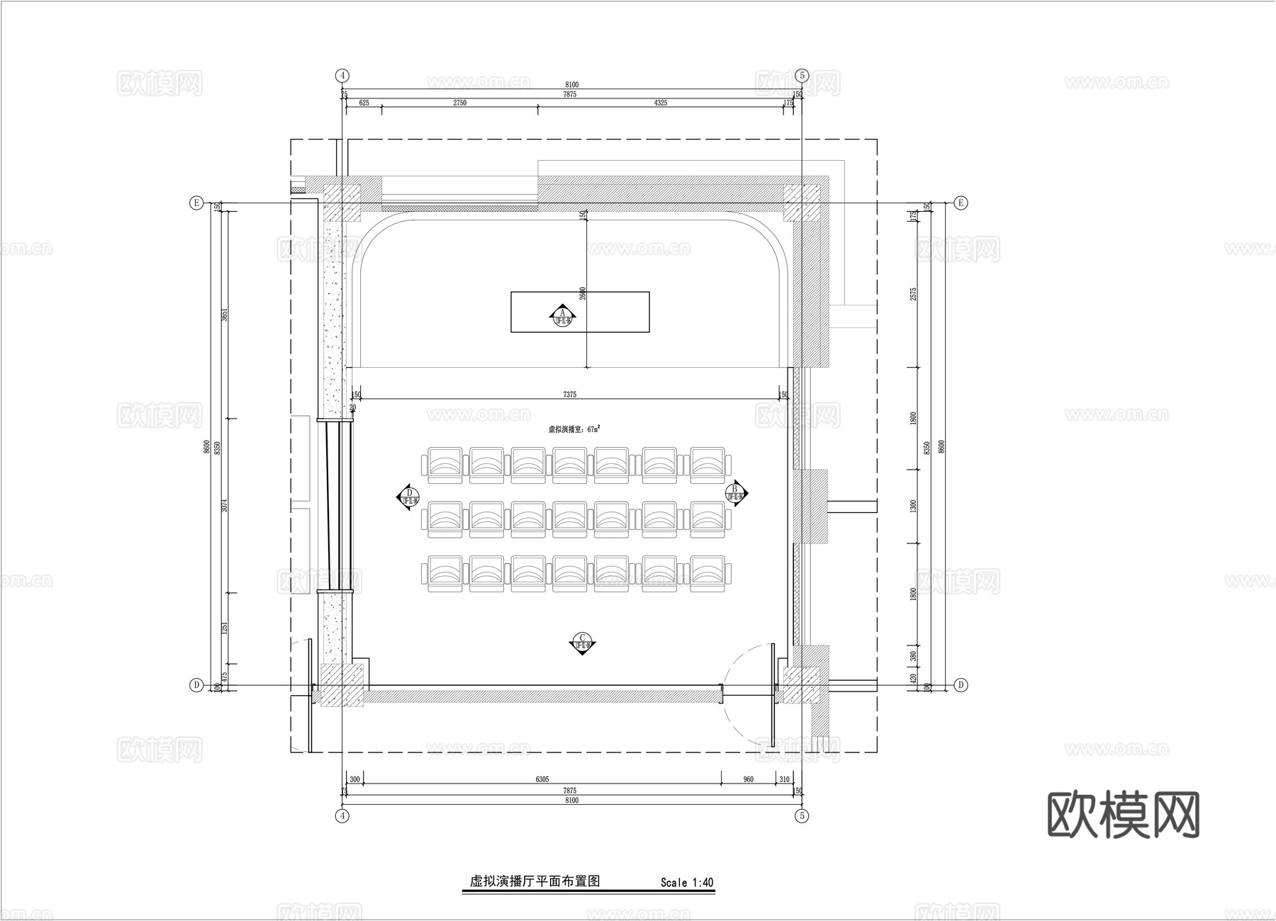 演播厅装修施工图cad施工图