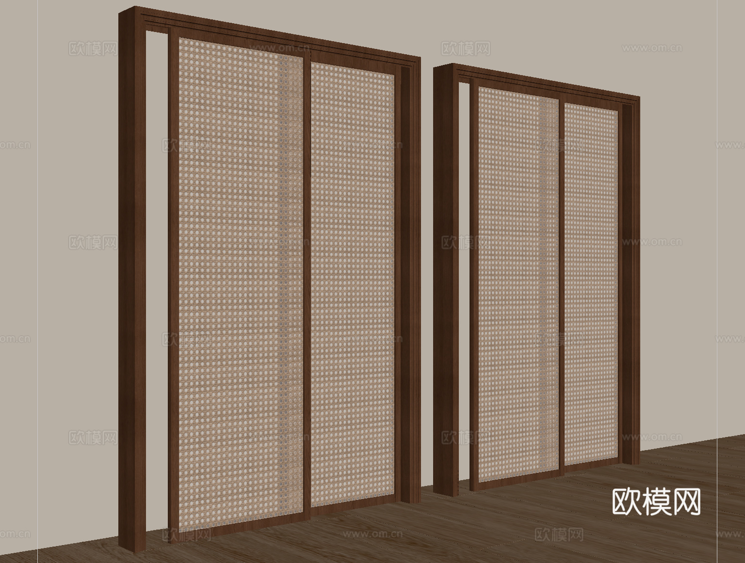 侘寂风隔断  藤编隔断su模型