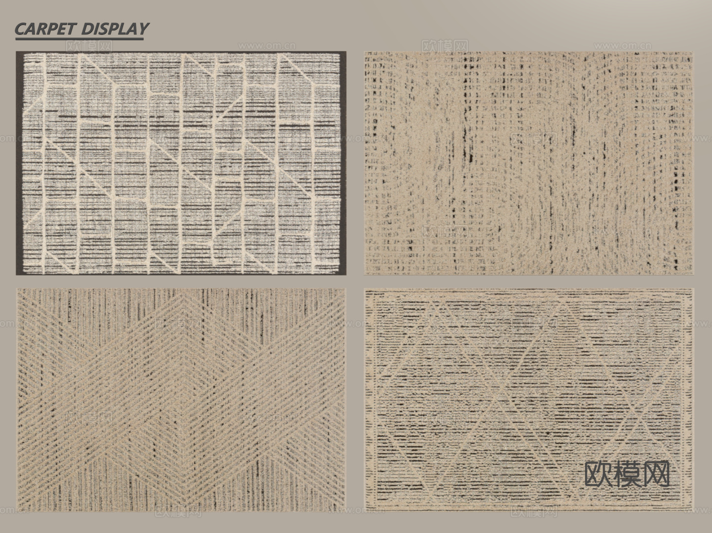 现代简约地毯 方形地毯 布艺地毯 客厅地毯 艺术地毯su模型
