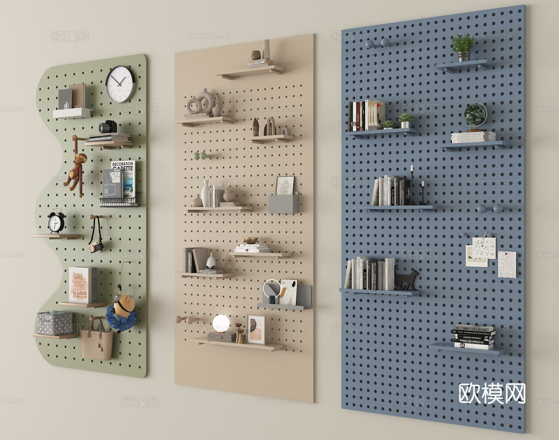现代洞洞板 置物架su模型