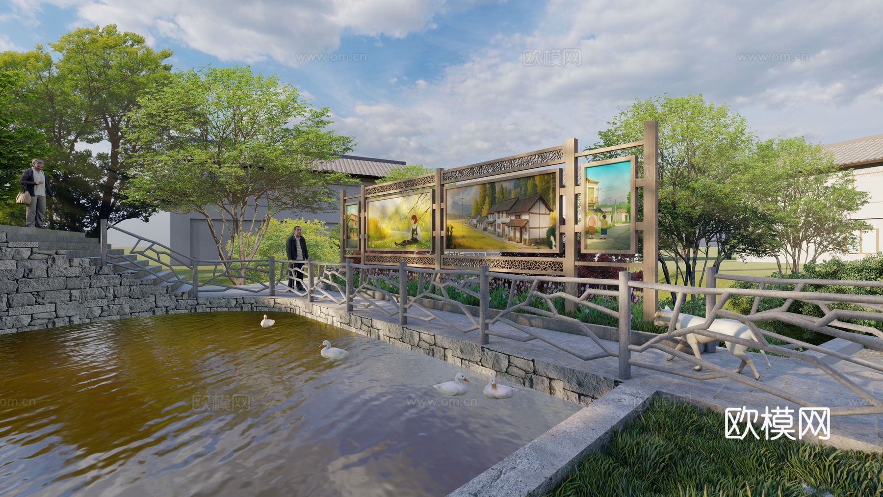 乡村宣传栏su模型