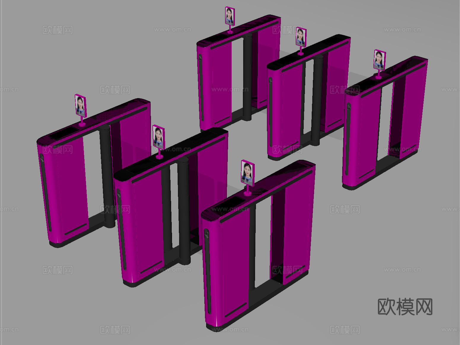 现代公用器材 闸机 门禁机 感应门 闸门 门闸su模型