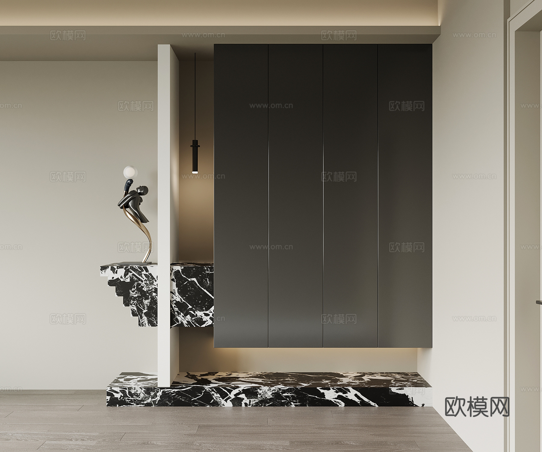 现代意式鞋柜 入户鞋柜su模型