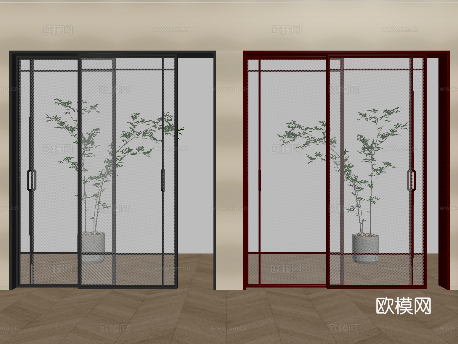 现代推拉门 玻璃推拉门 长虹玻璃门 厨卫门 阳台门su模型