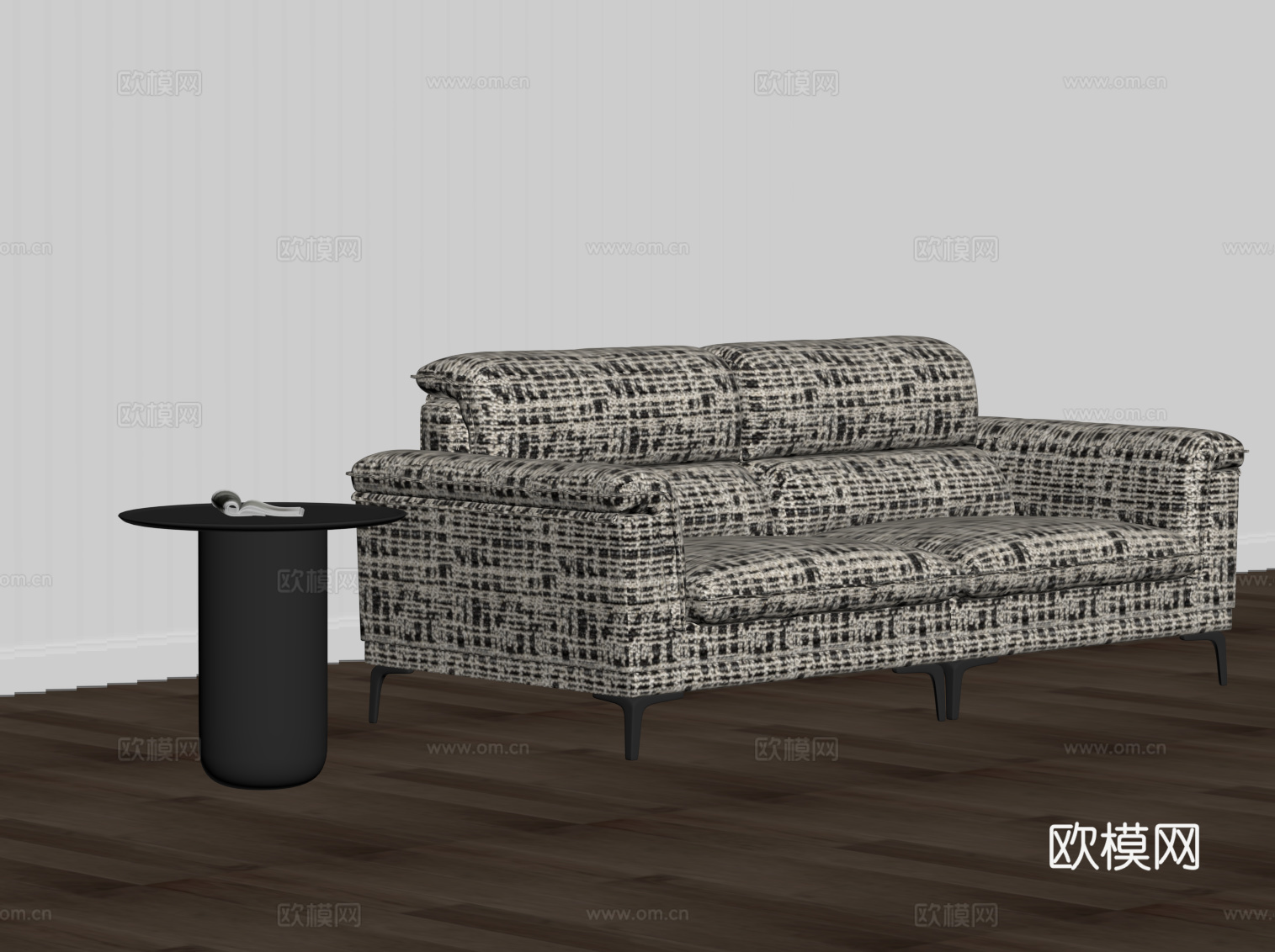 现代布艺沙发 双人沙发su模型