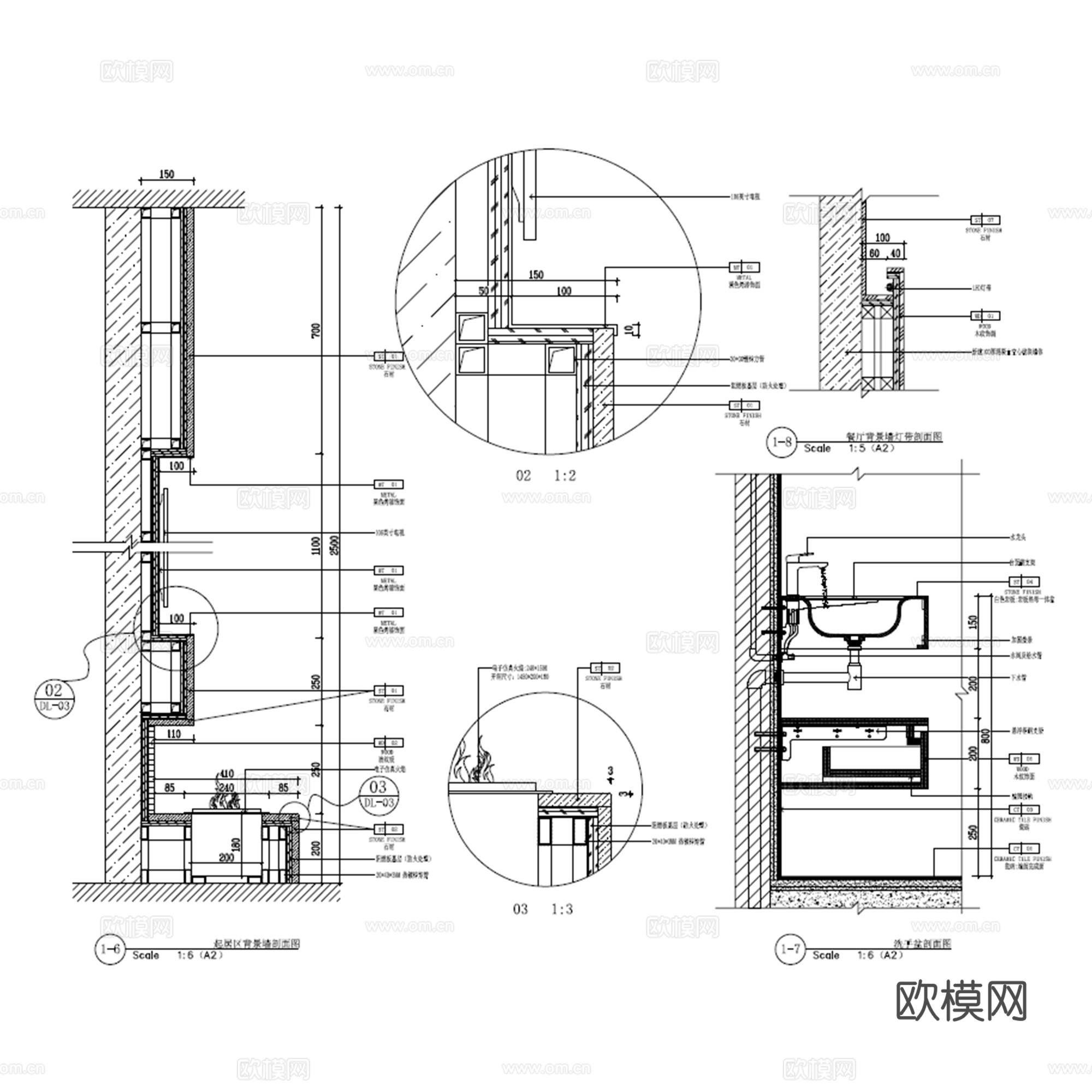 12套家装现代简约家装施工图平面图立面图节点图cad施工图