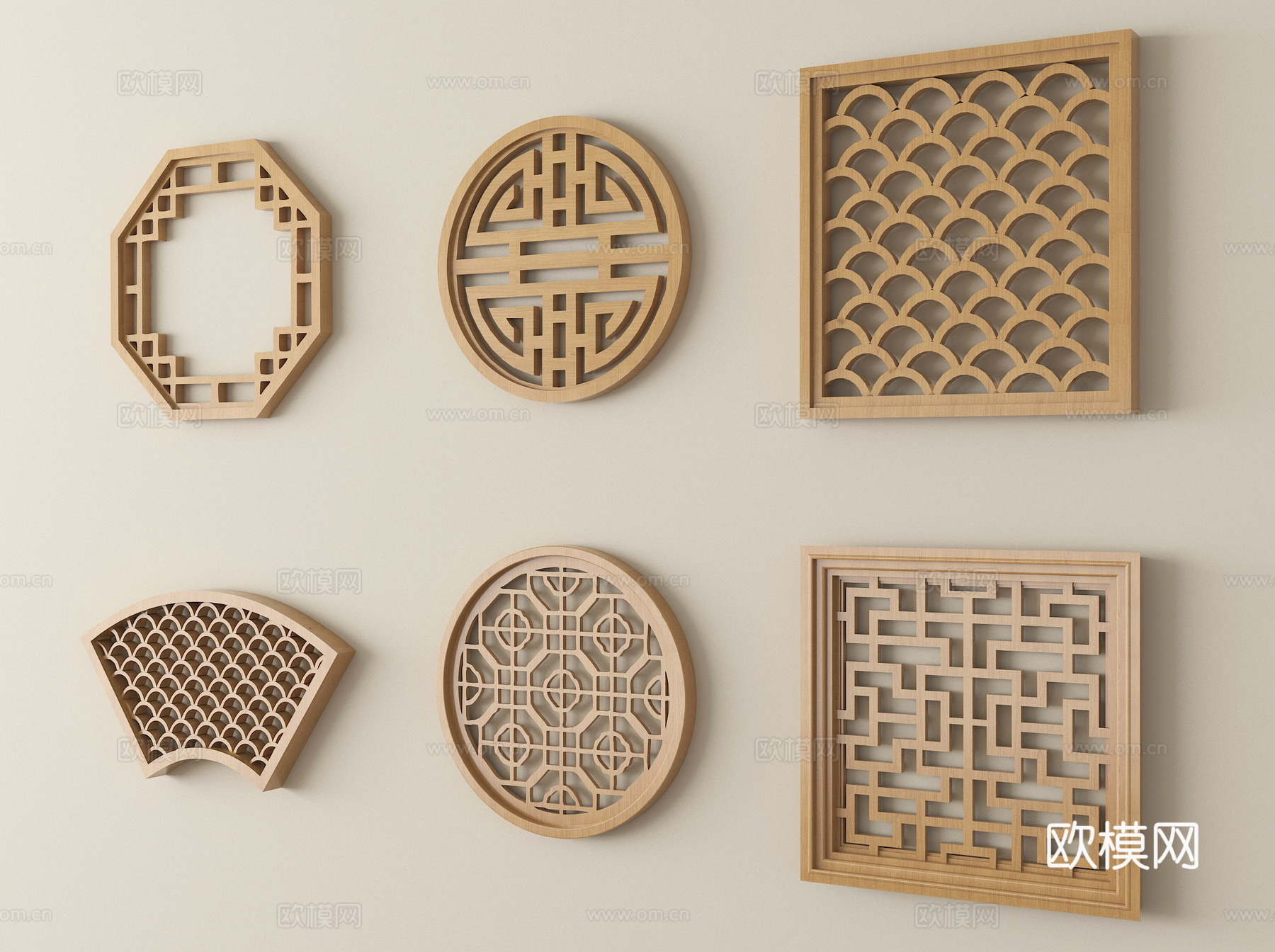 中式镂花窗 复古窗 镂空窗格3d模型下载