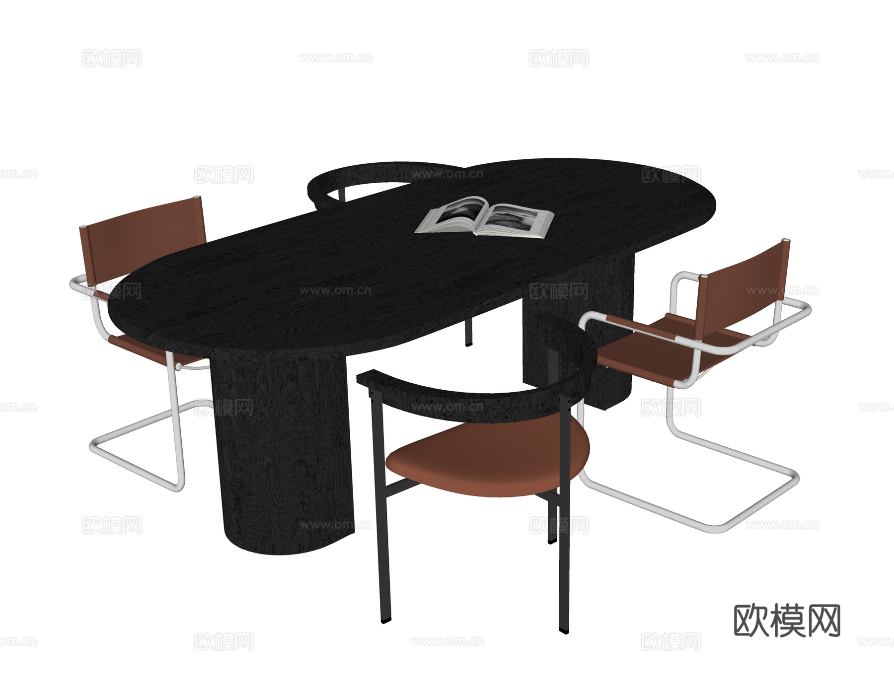 现代餐桌椅 餐椅 餐桌su模型