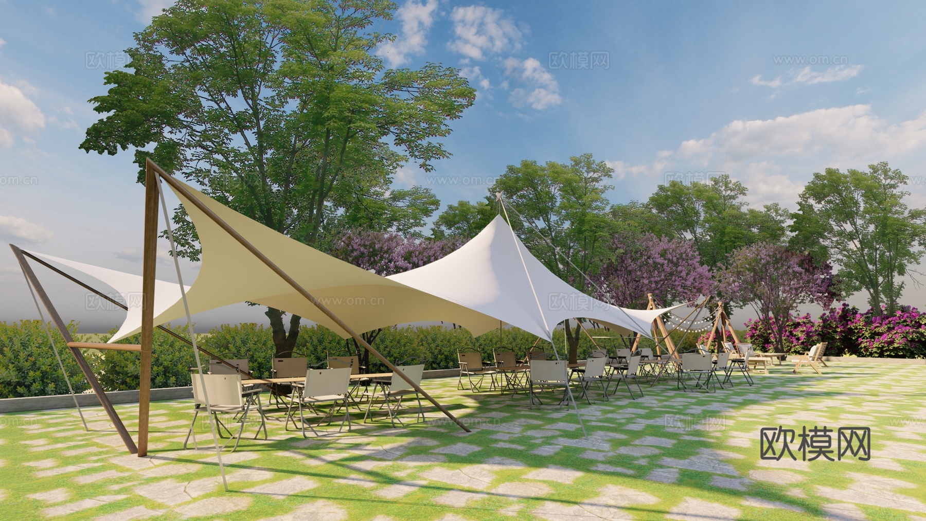 室外休闲露营su模型