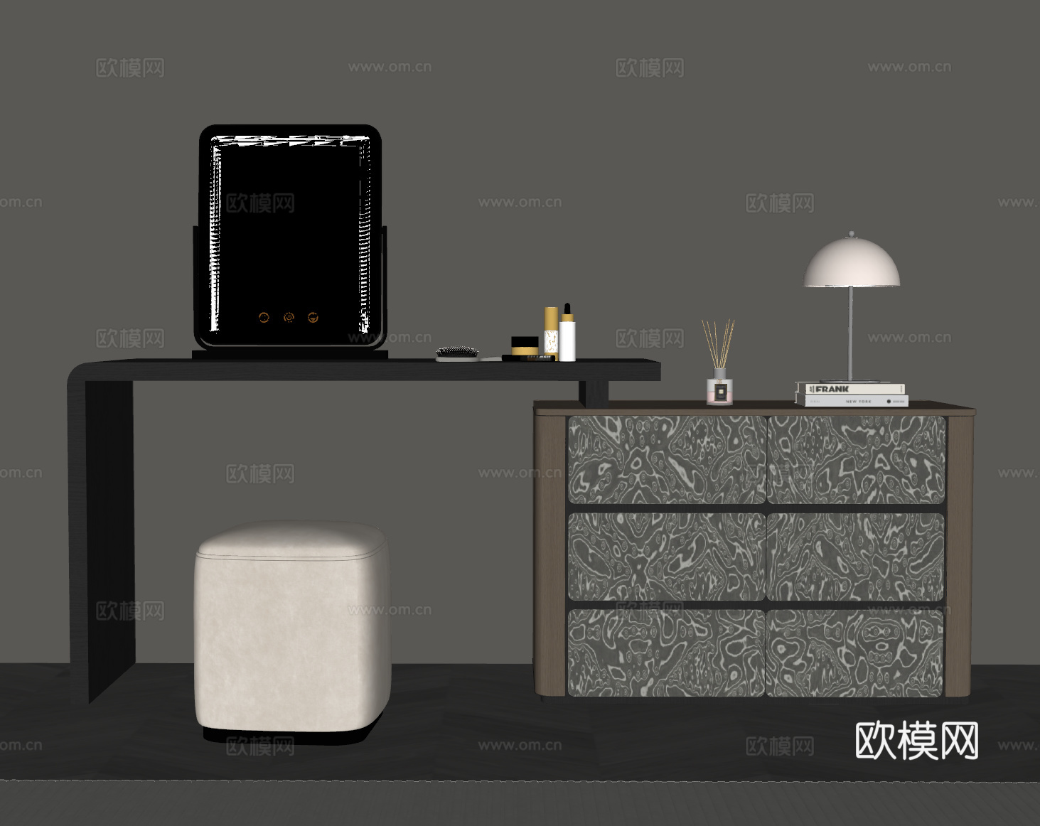 现代意式梳妆台su模型