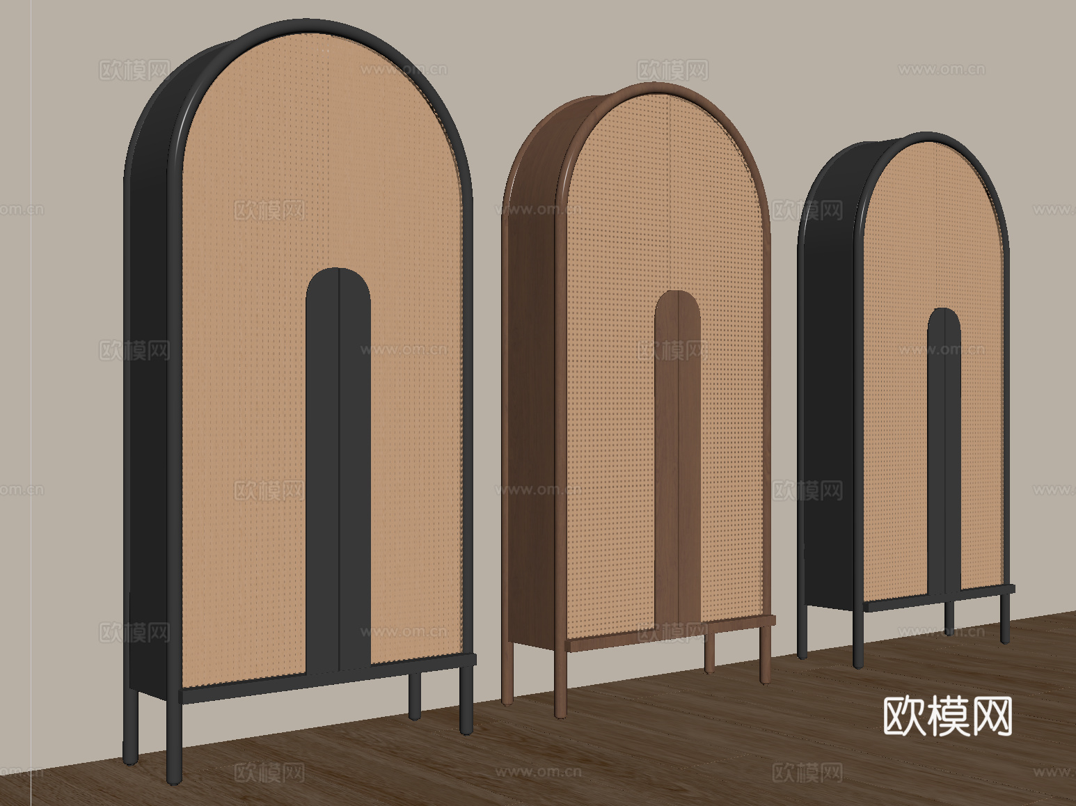 中古风书柜 藤编储物柜su模型