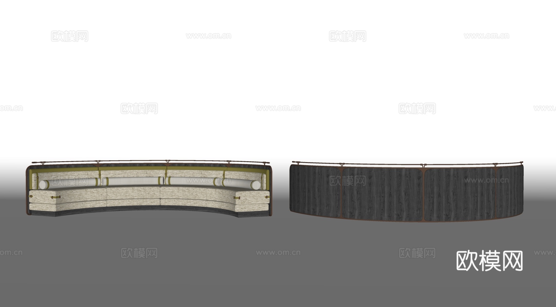 CCD现代弧形沙发卡座组合 卡座沙发  餐厅卡座 餐厅沙发su模型