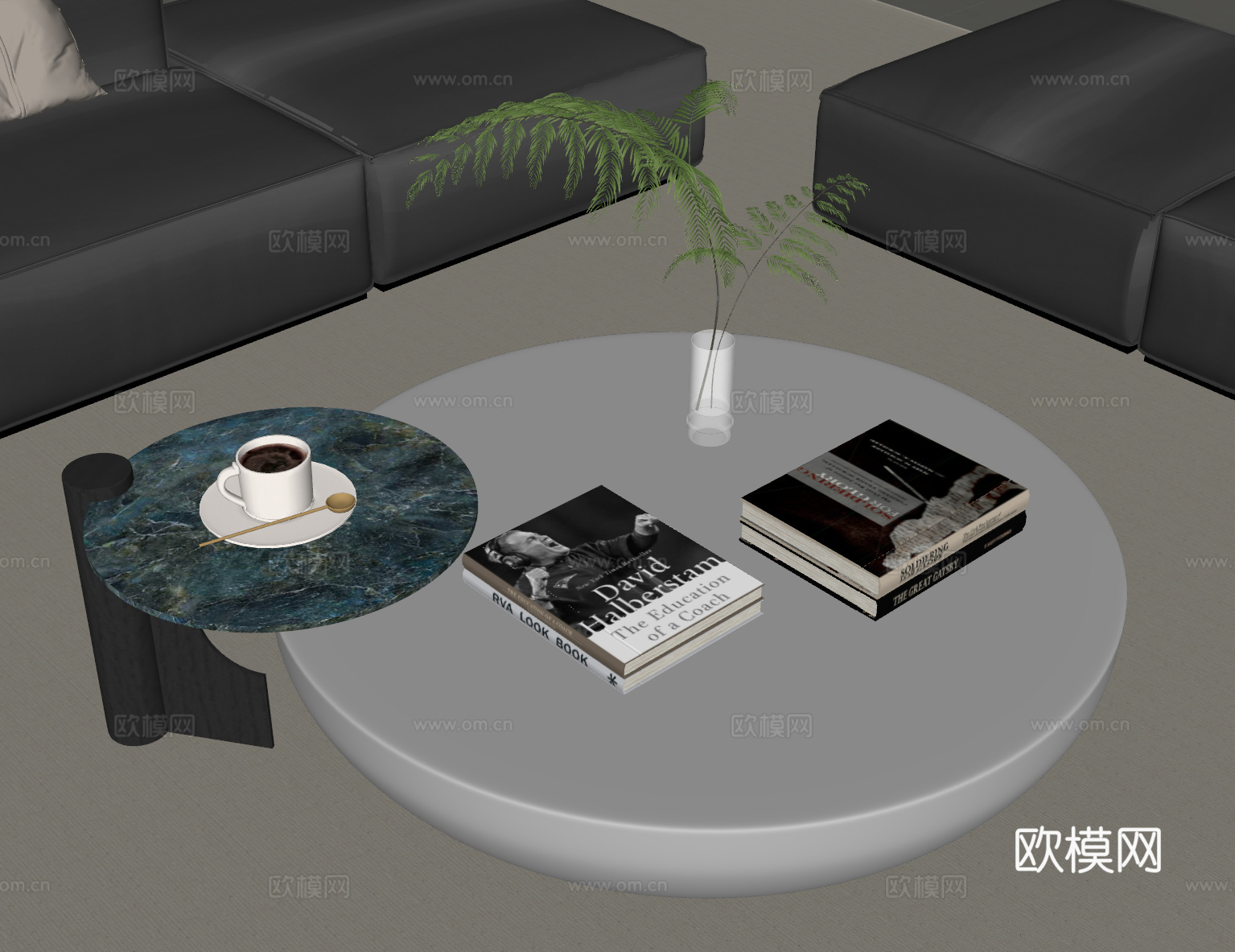 现代意式茶几 金属茶几 子母茶几su模型