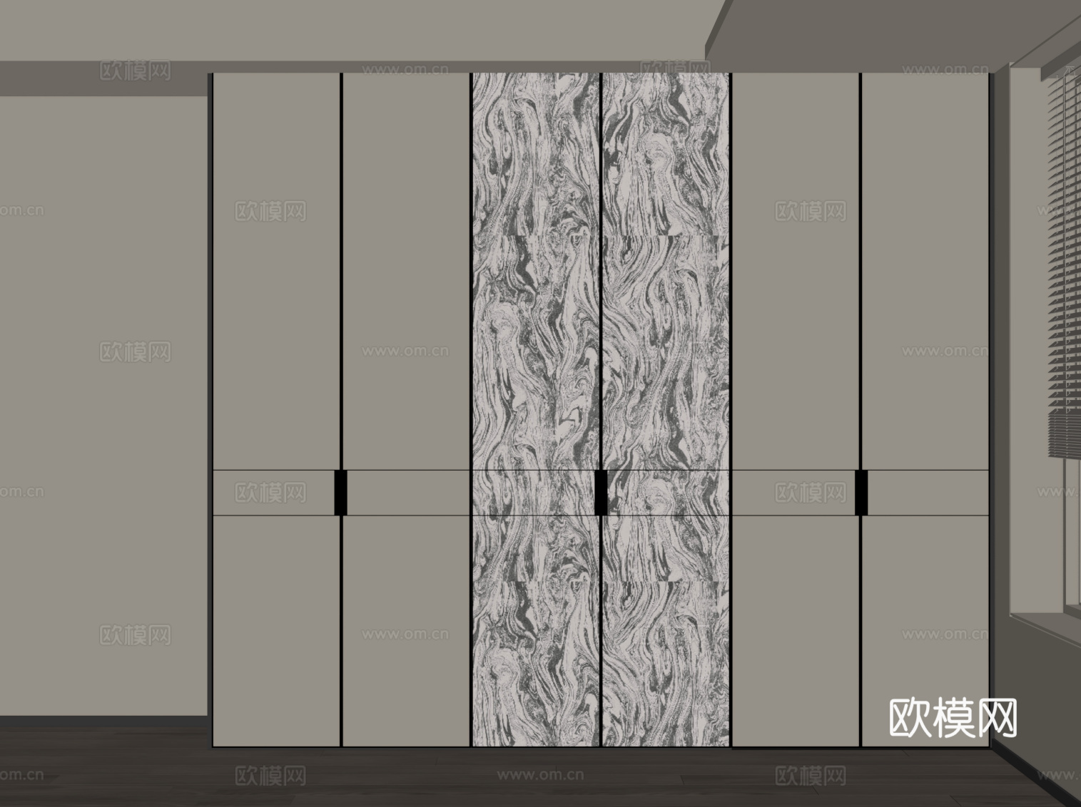 现代成品衣柜su模型