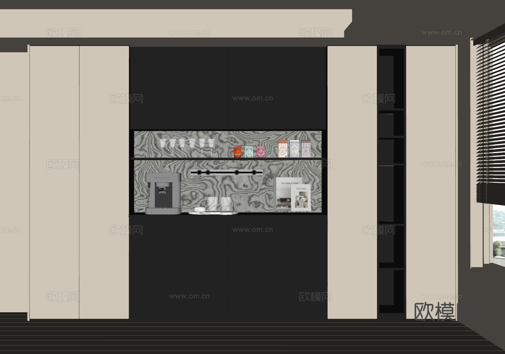 现代酒柜 餐边柜 橱柜su模型