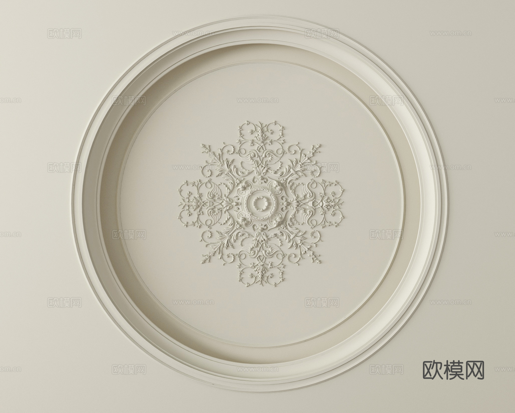 欧式法式吊顶石膏灯盘su模型