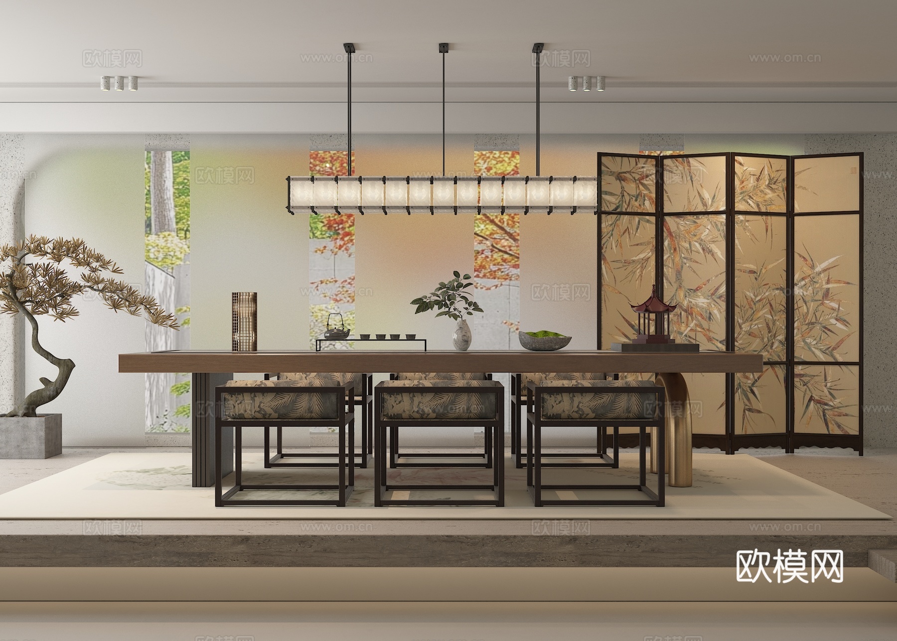 新中式茶室su模型