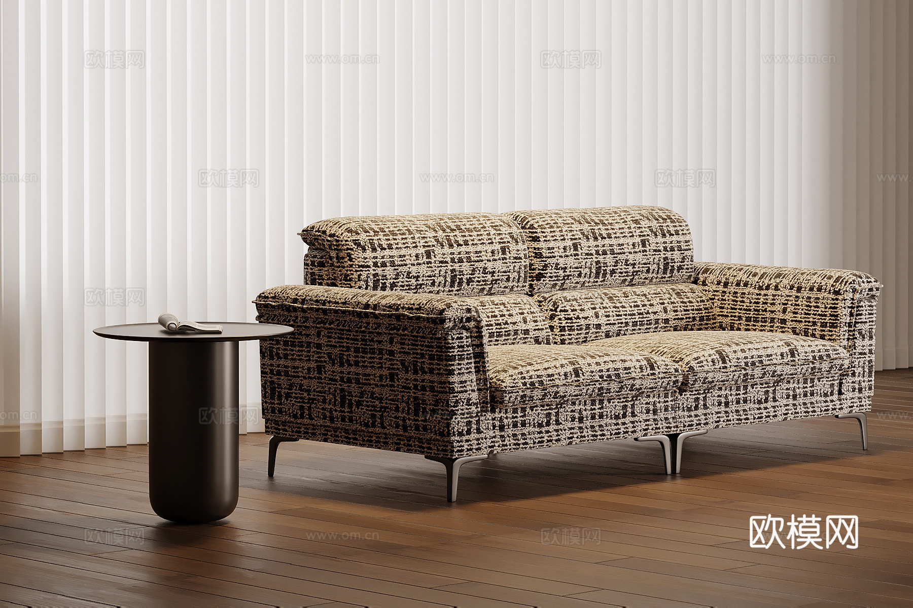 现代布艺沙发 双人沙发su模型