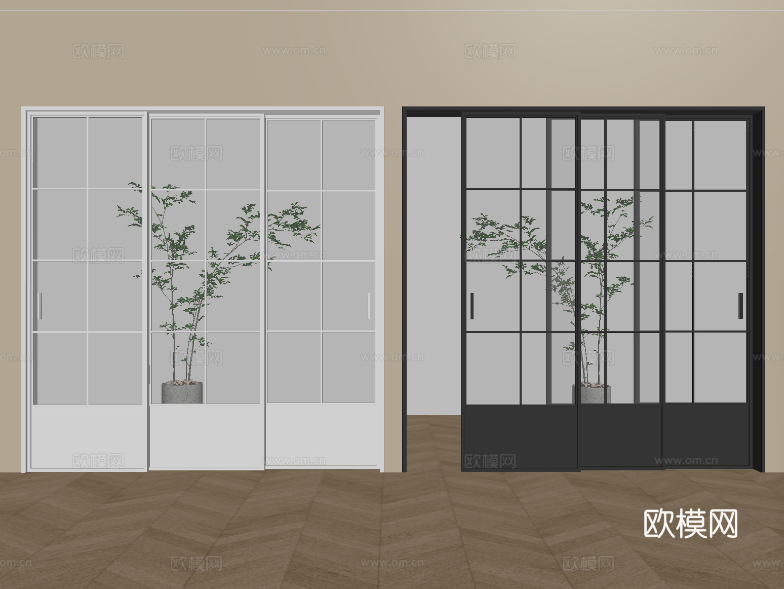 法式推拉门 玻璃推拉门 厨卫门 阳台门su模型