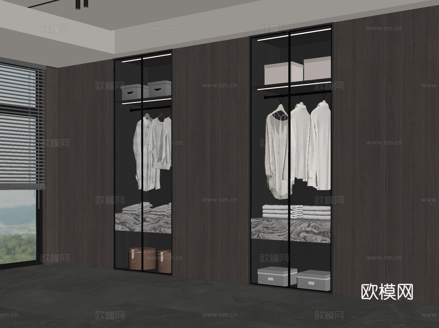 意式衣柜 成品衣柜su模型