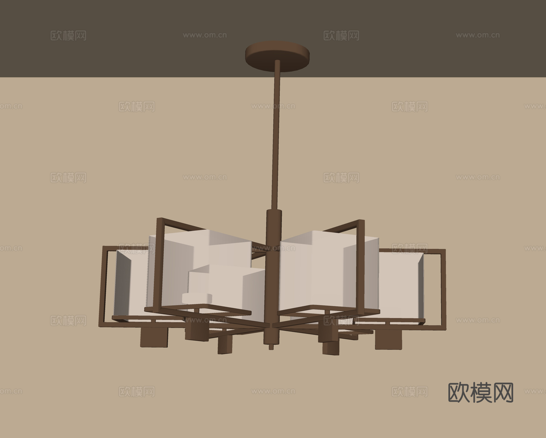 新中式吊灯su模型下载（渲染图2）