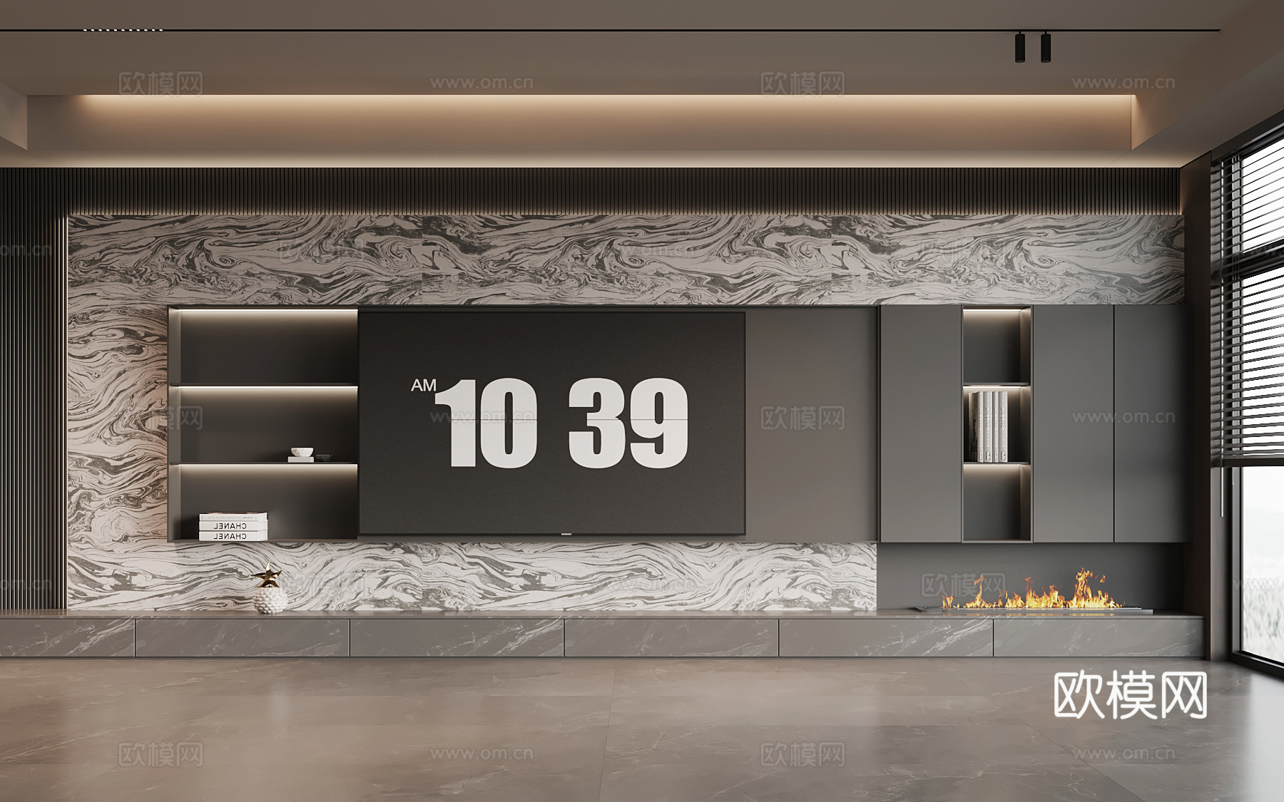 现代意式背景墙 电视背景墙su模型
