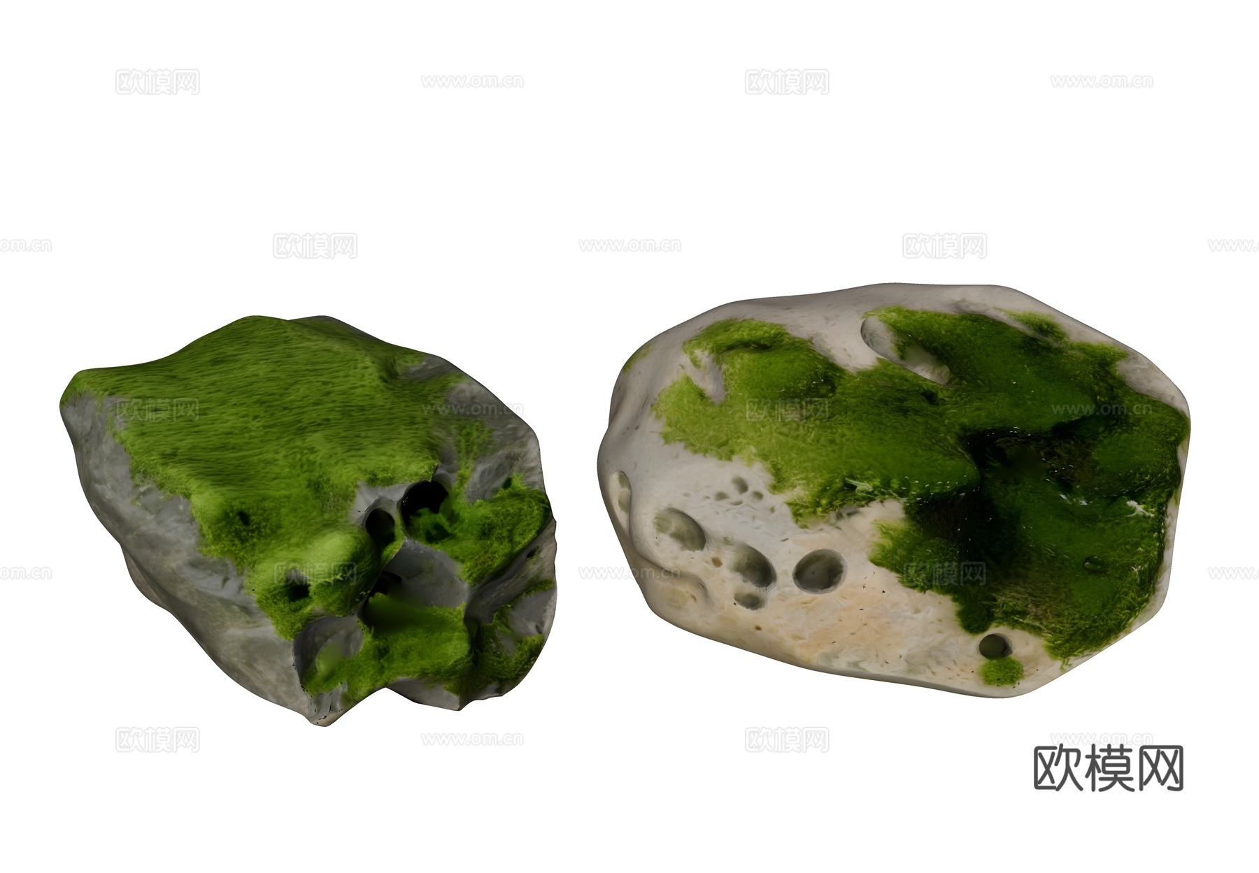 苔藓石头 景观石头 现代石头 庭院石头 禅意石头 置石su模型