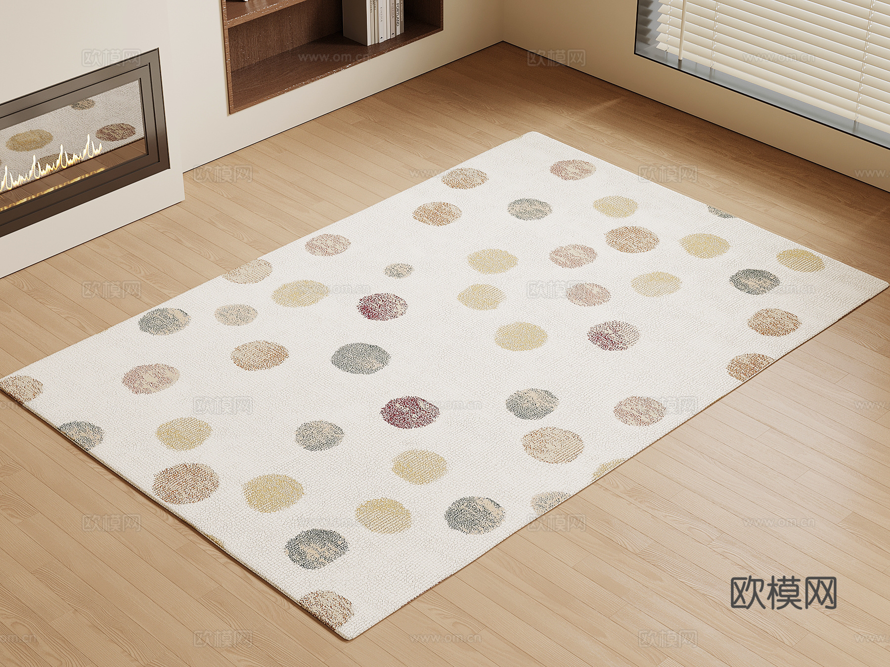 现代奶油地毯 方形地毯 儿童地毯su模型