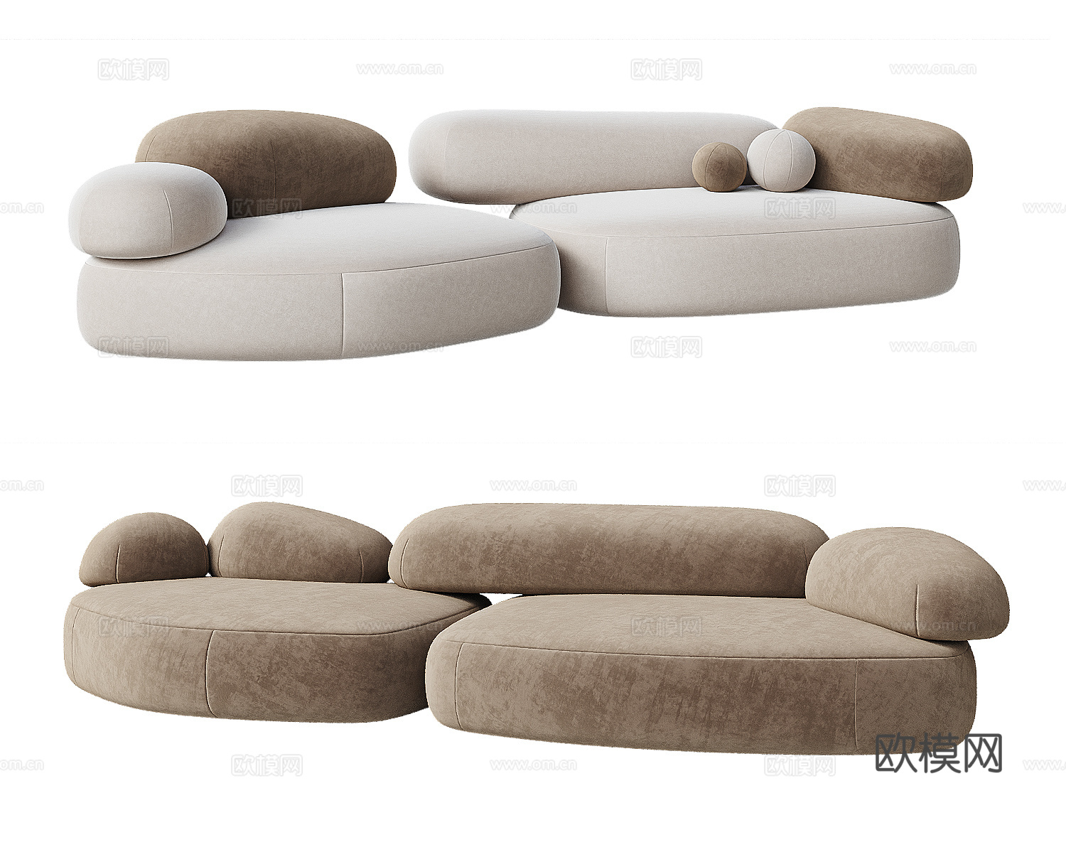 Moroso 现代三人沙发 模块沙发 岩石沙发 多人沙发su模型