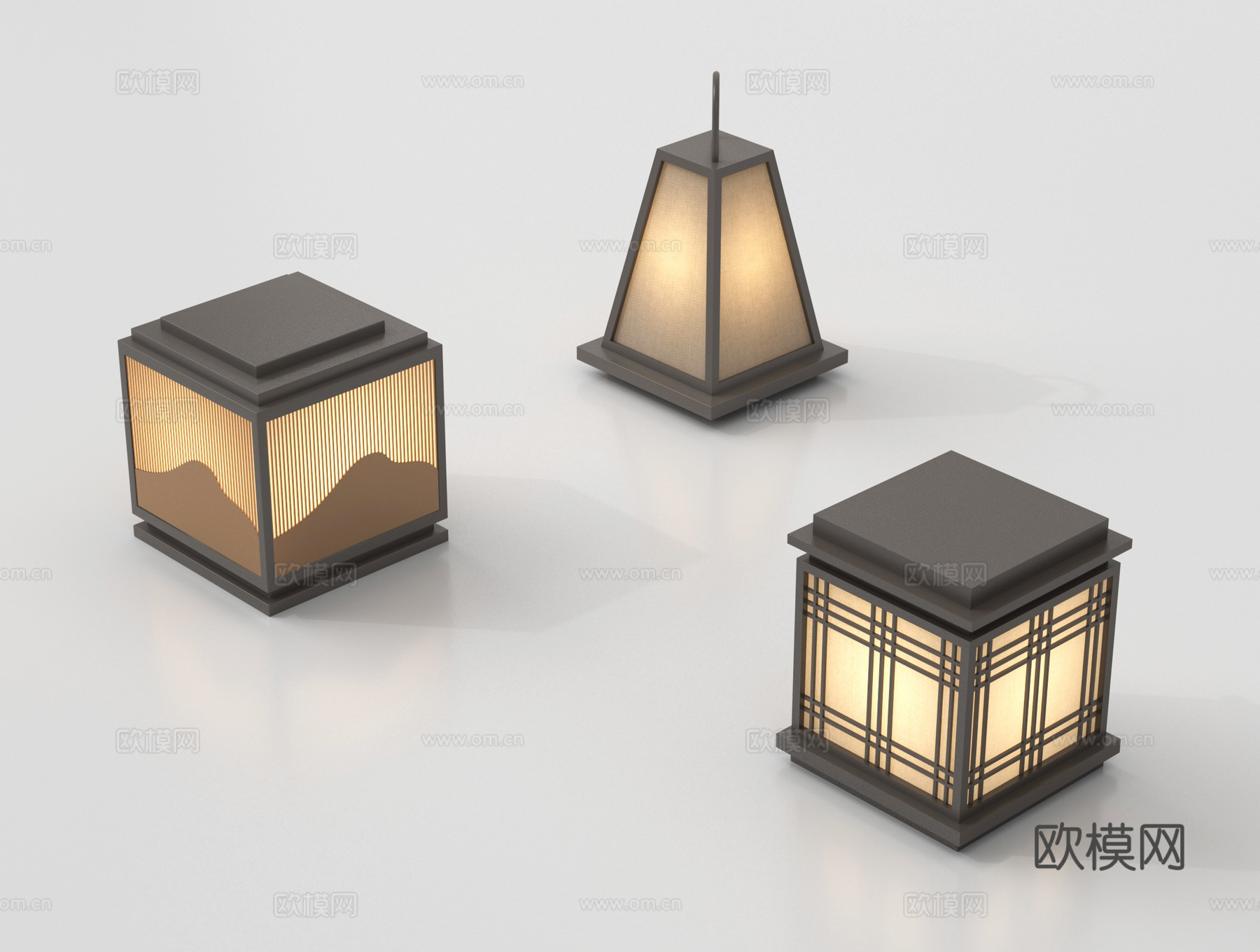 新中式户外景观灯 庭院灯 草坪灯 花园灯su模型