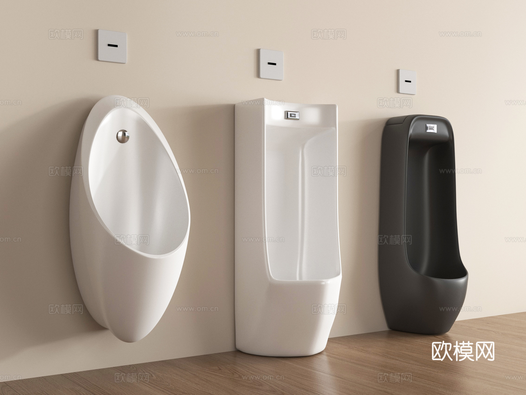 现代小便池 小便斗 小便器su模型