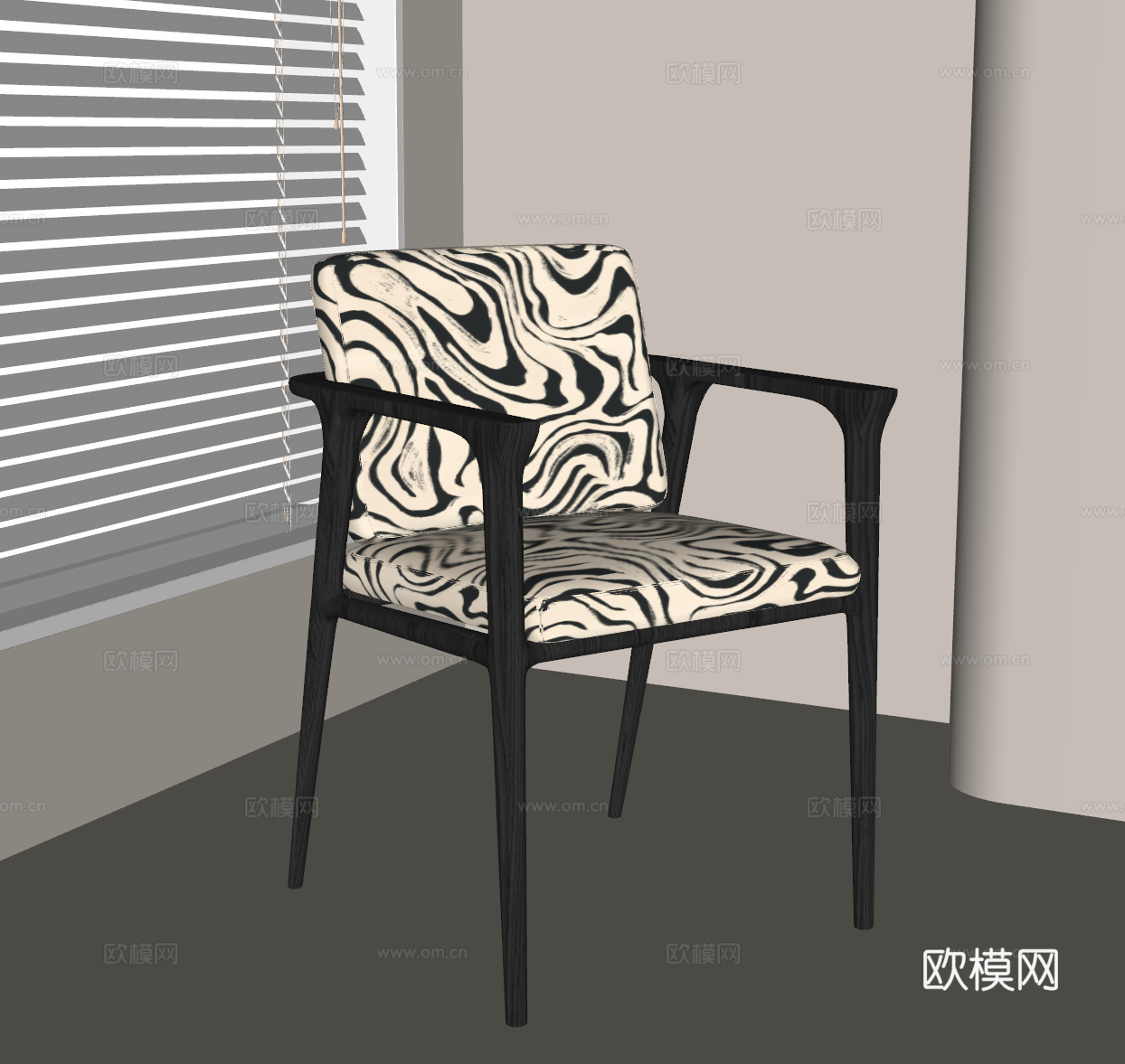 现代意式餐椅 单椅 椅子 书桌椅su模型