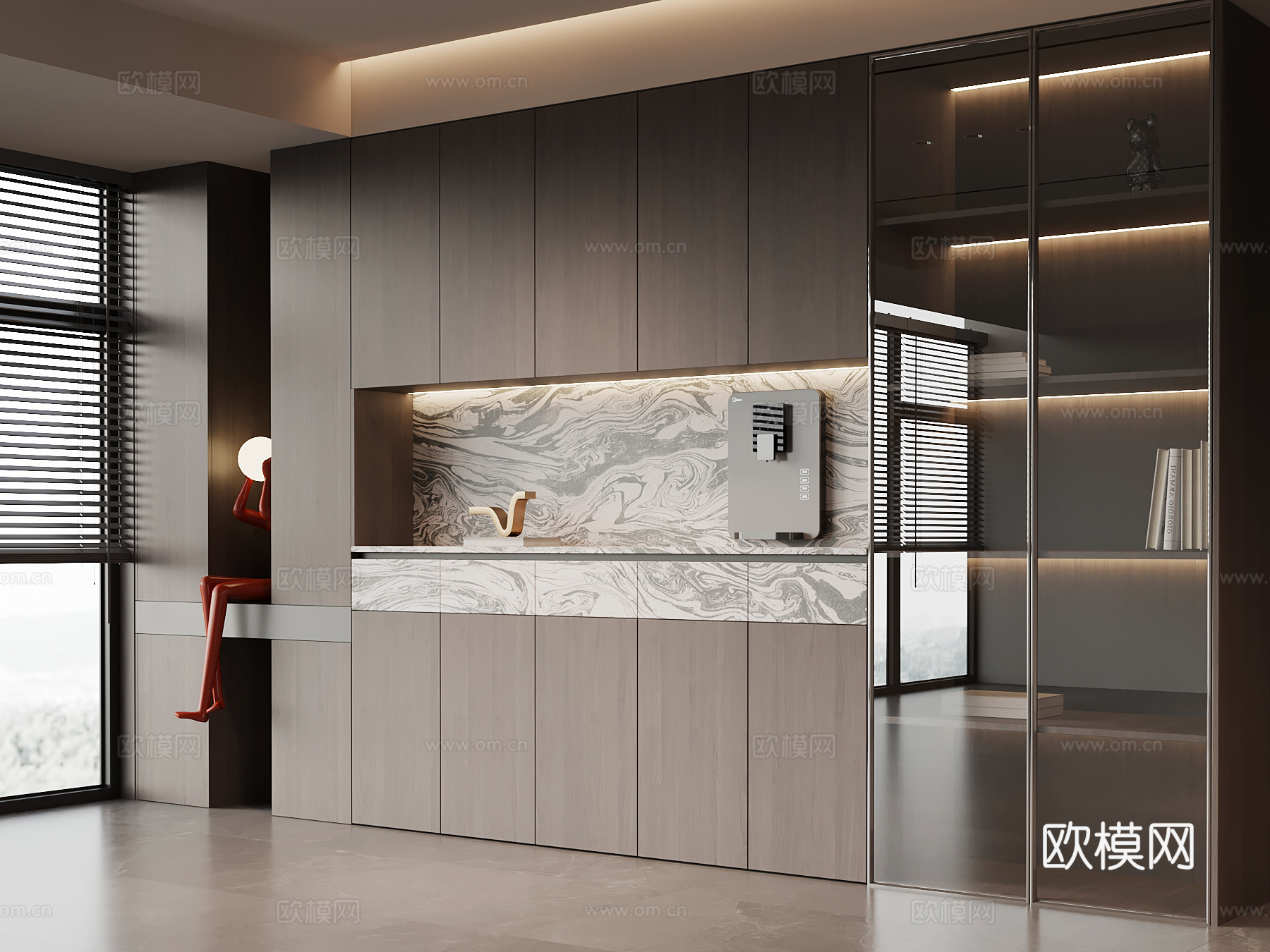意式极简酒柜 餐边柜su模型