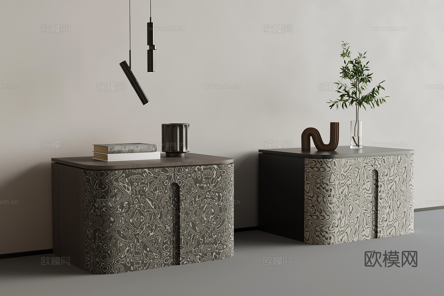 现代意式床头柜su模型