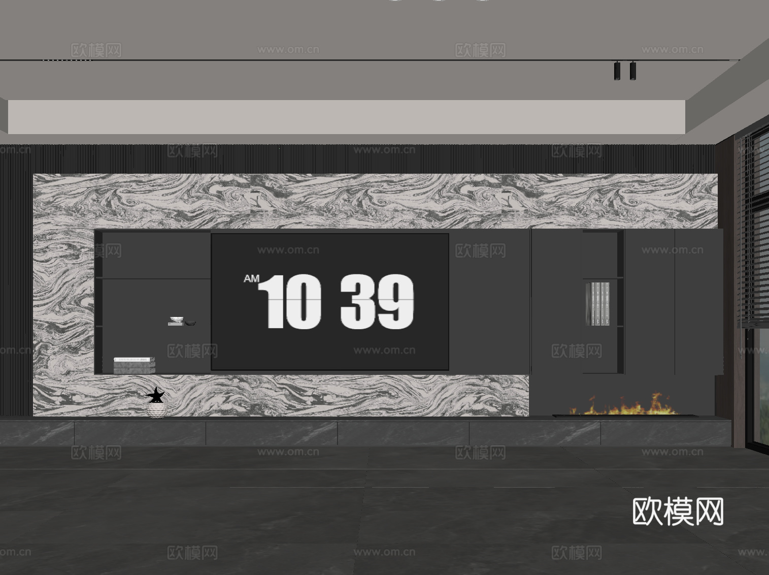 现代意式背景墙 电视背景墙su模型