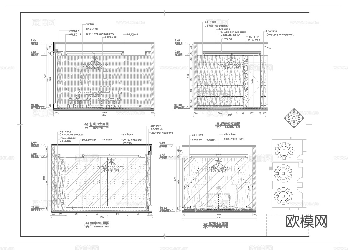 最新15套 火锅店 酒店餐厅 中餐厅 施工图合集cad施工图