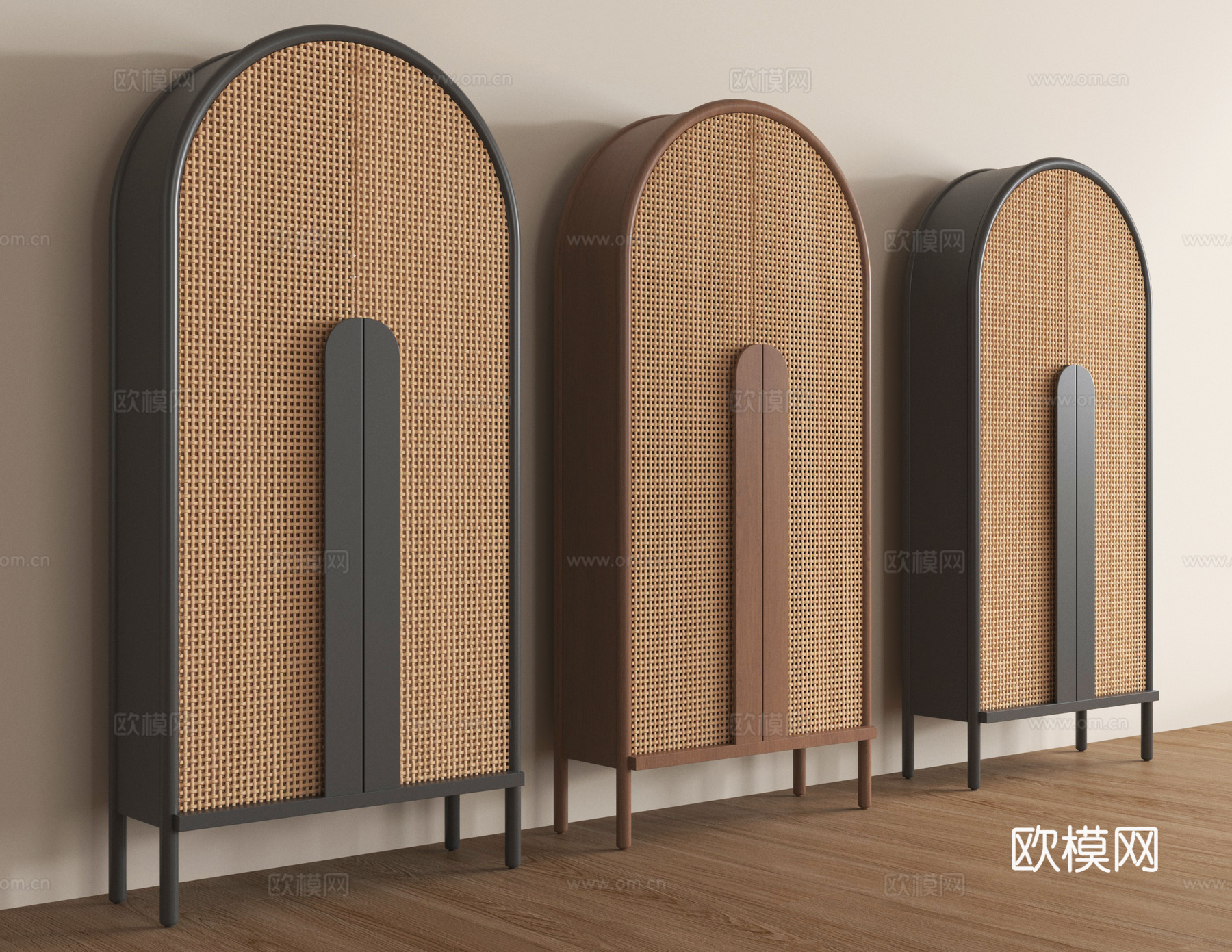 中古风书柜 藤编储物柜su模型