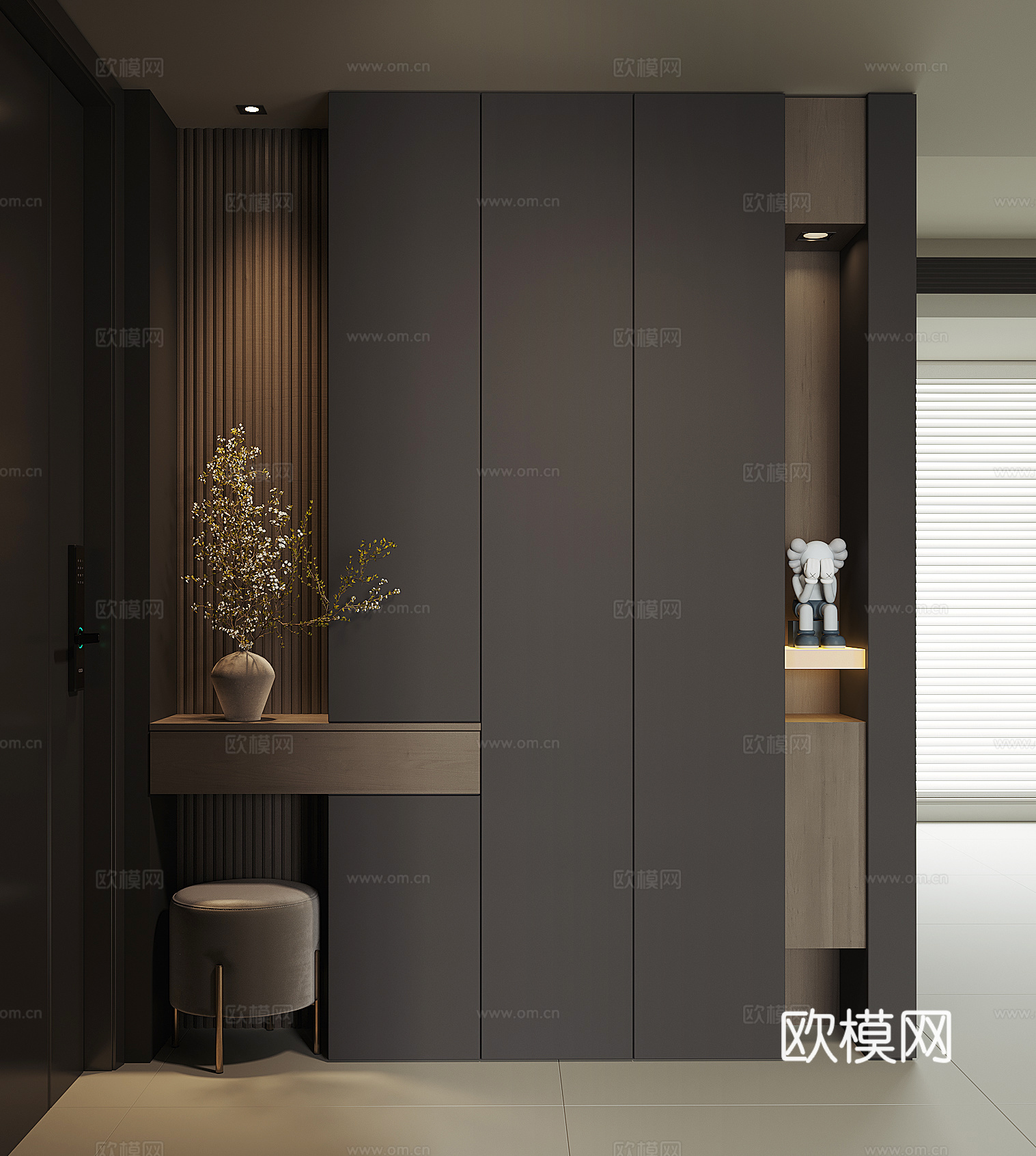 现代入户鞋柜3d模型下载