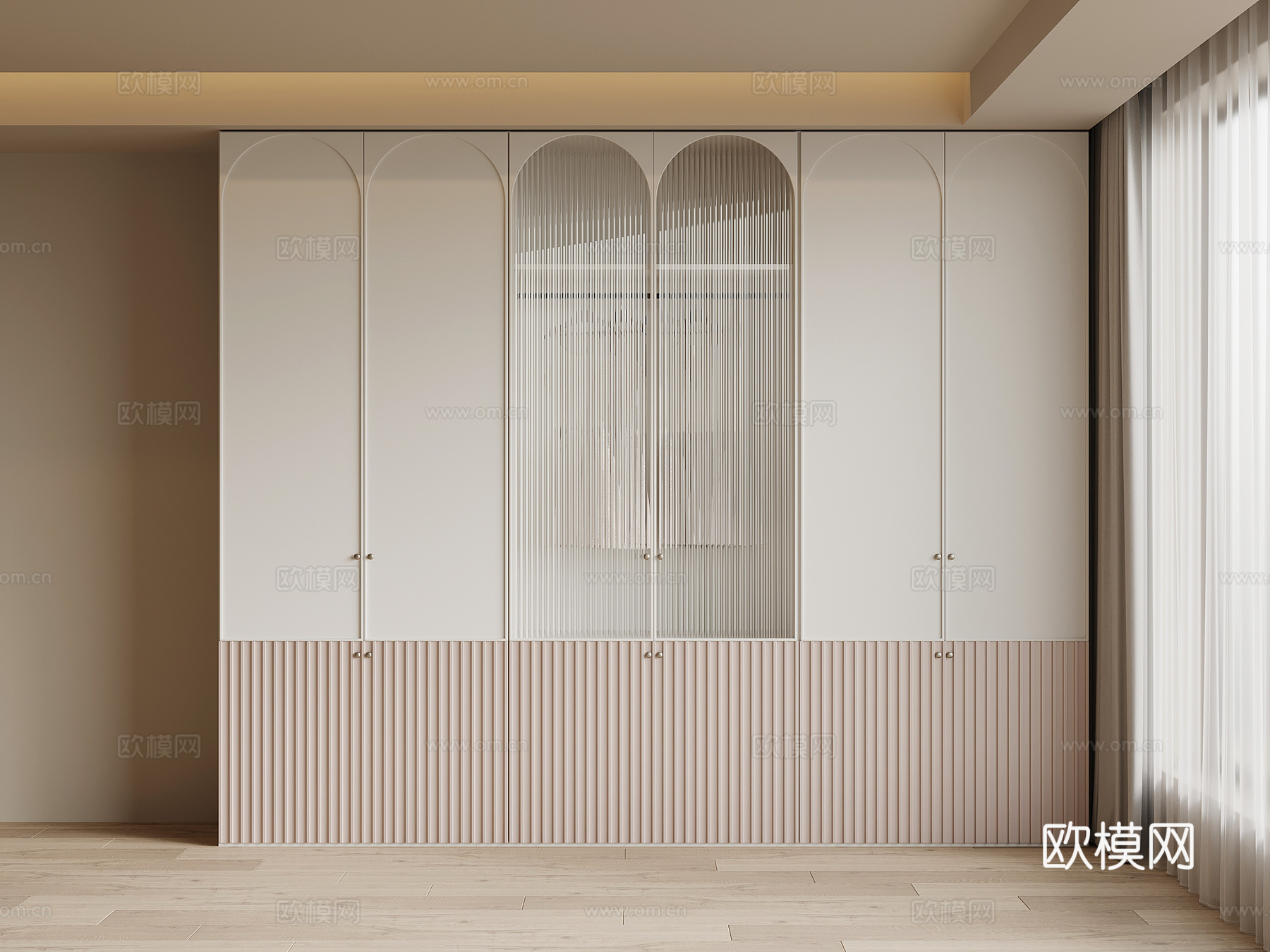 法式奶油风衣柜su模型