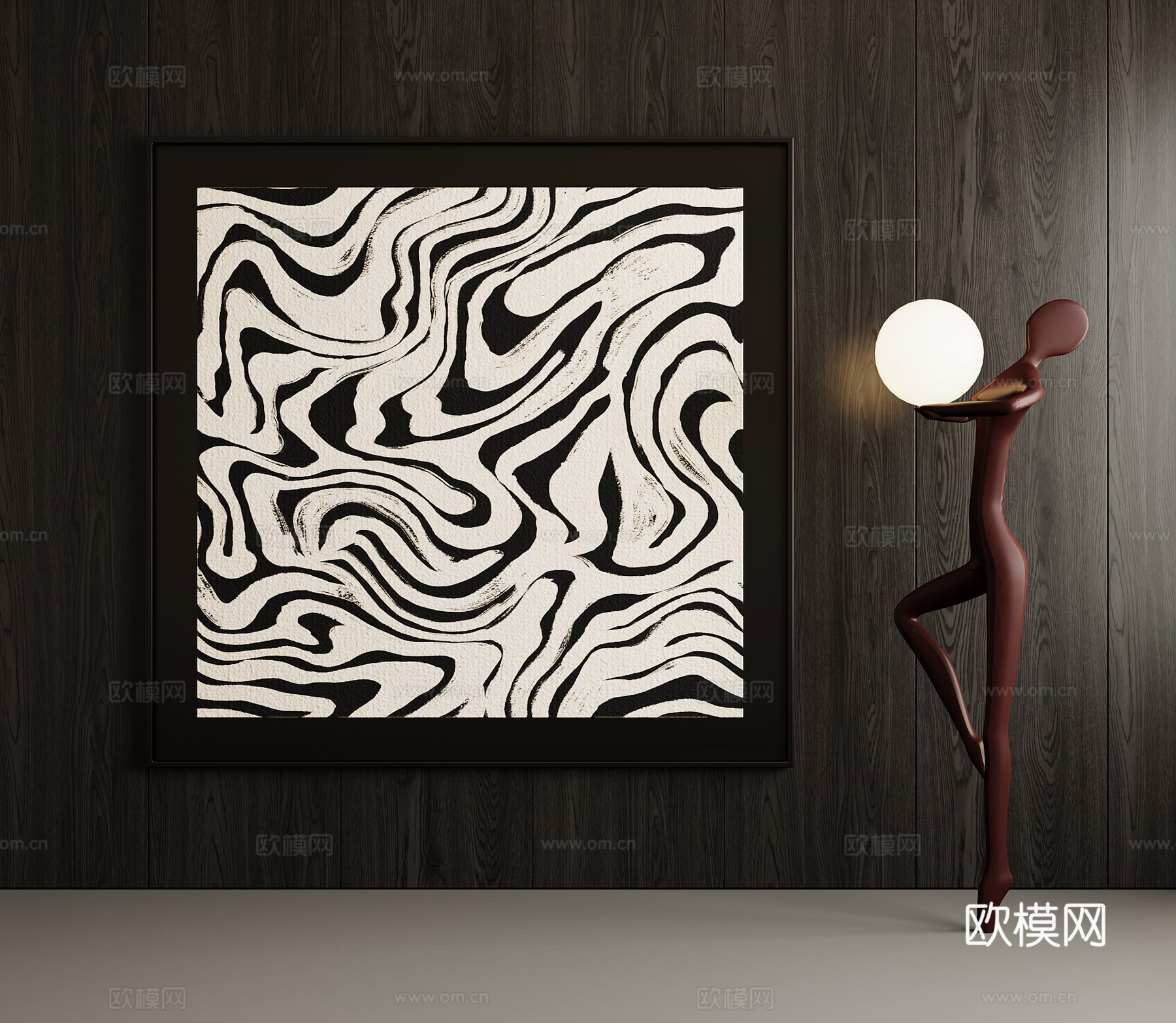 现代意式挂画 墙饰 装饰画su模型