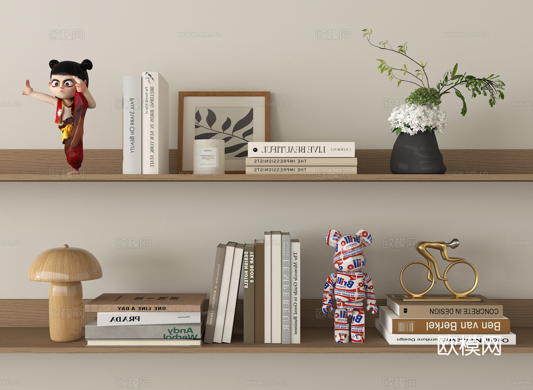 现代饰品摆件组合 书籍摆件su模型
