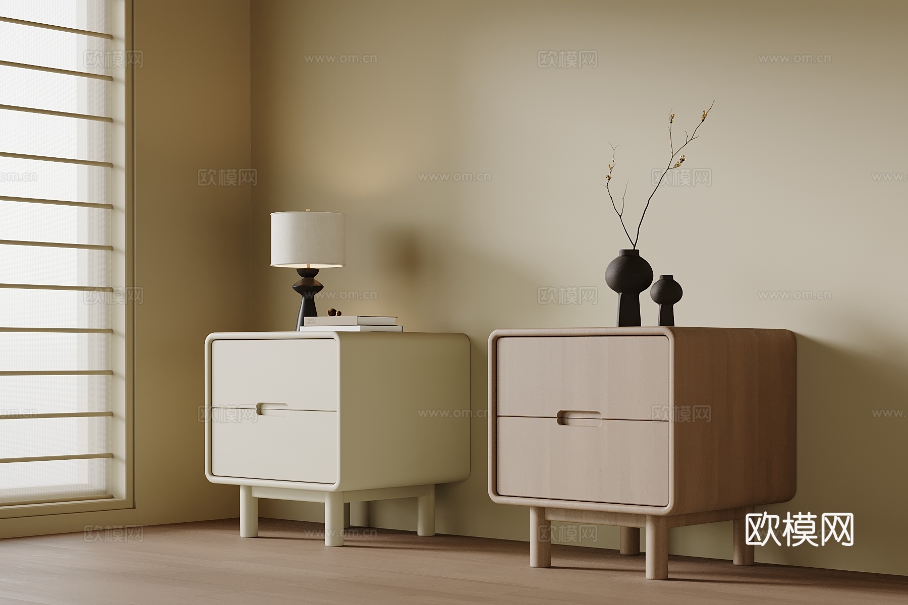 现代中古风餐边柜 备餐柜su模型