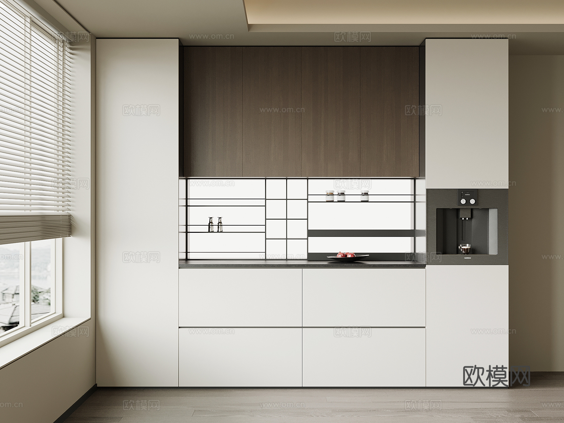现代意式简约酒柜 餐边柜su模型