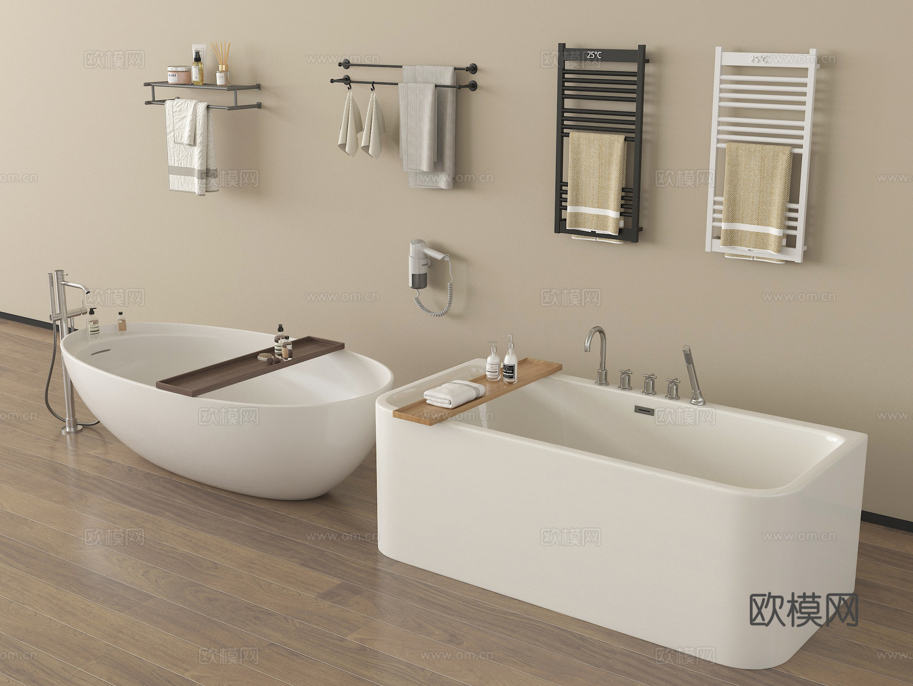 现代浴缸 浴盆 一体式浴缸 独立浴缸卫浴小件su模型
