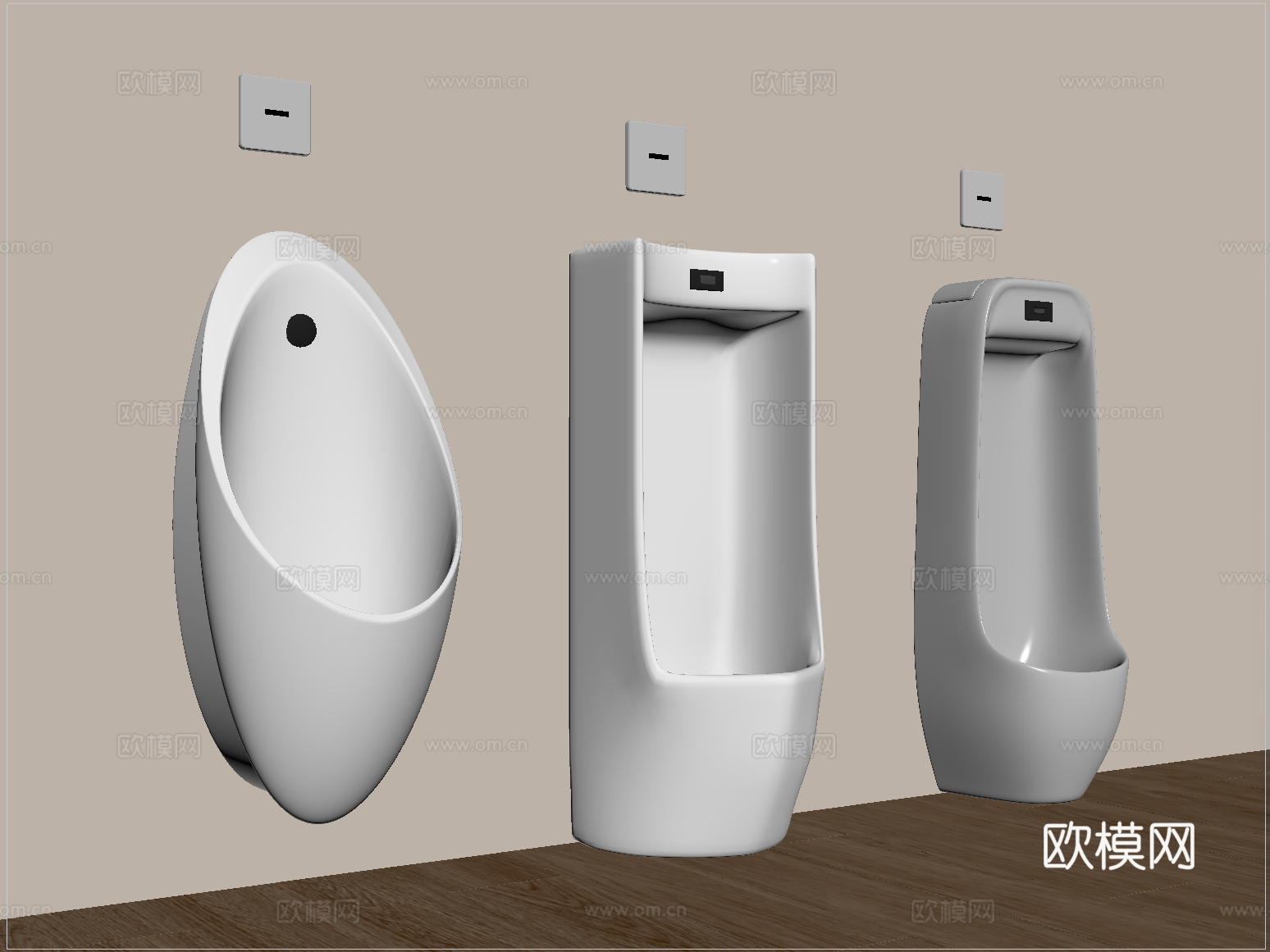 现代小便池 小便斗 小便器su模型